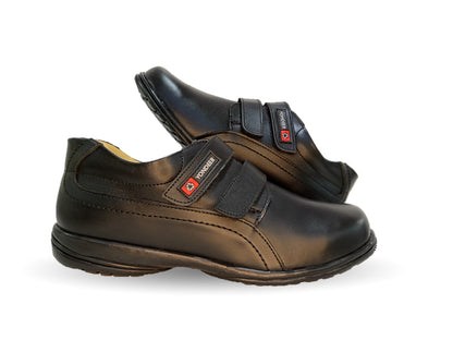 Zapato Escolar y Casual de piel con contactel Yondeer 5514 Negro para niño