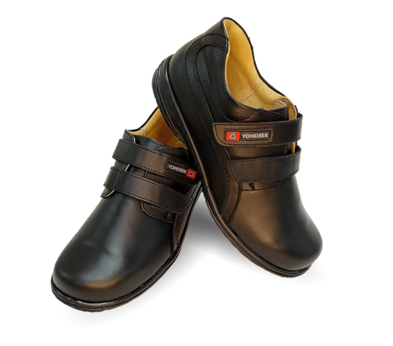 Zapato Escolar y Casual de piel con contactel Yondeer 5514 Negro para niño