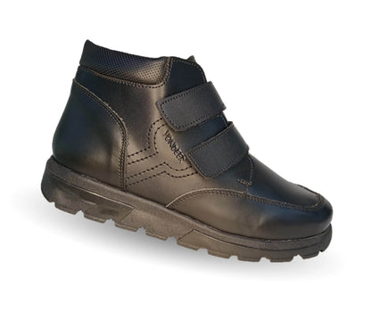 Zapato tipo Bota Escolar y Casual de piel con contactel Yondeer 5700 Negro para niño
