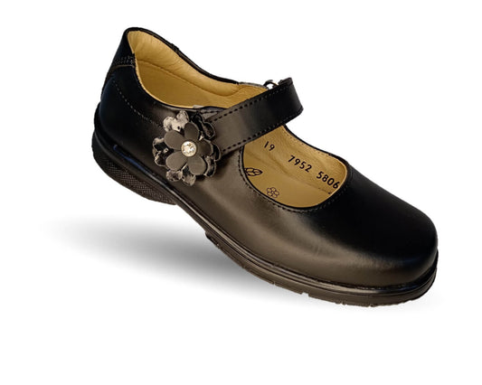 Zapato Escolar y Casual de piel con contactel Yondeer 5806 Negro para niña y mujer