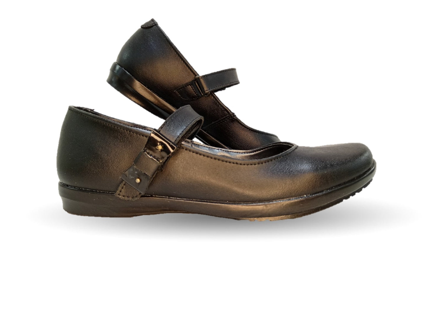 Zapato Escolar y Casual de piel con contactel Yondeer 6800 Negro para niña