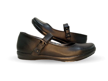 Zapato Escolar y Casual de piel con contactel Yondeer 6800 Negro para niña