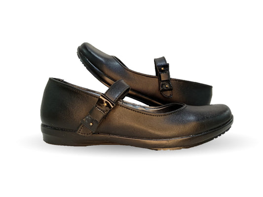 Zapato Escolar y Casual de piel con contactel Yondeer 6800 Negro para niña