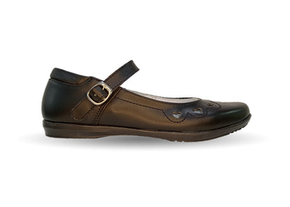 Zapato Escolar y Casual de piel con hebilla Yondeer 6819 Negro para niña