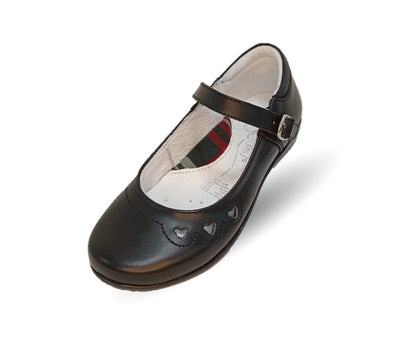 Zapato Escolar y Casual de piel con hebilla Yondeer 6819 Negro para niña