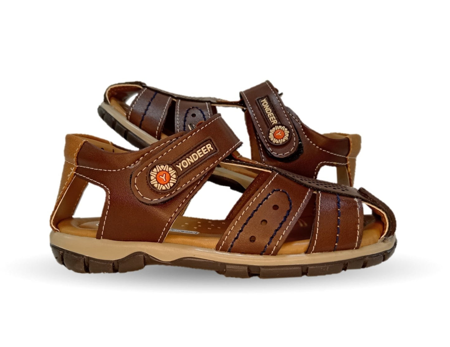 Sandalia con contactel Yondeer 9162 Camel para niño