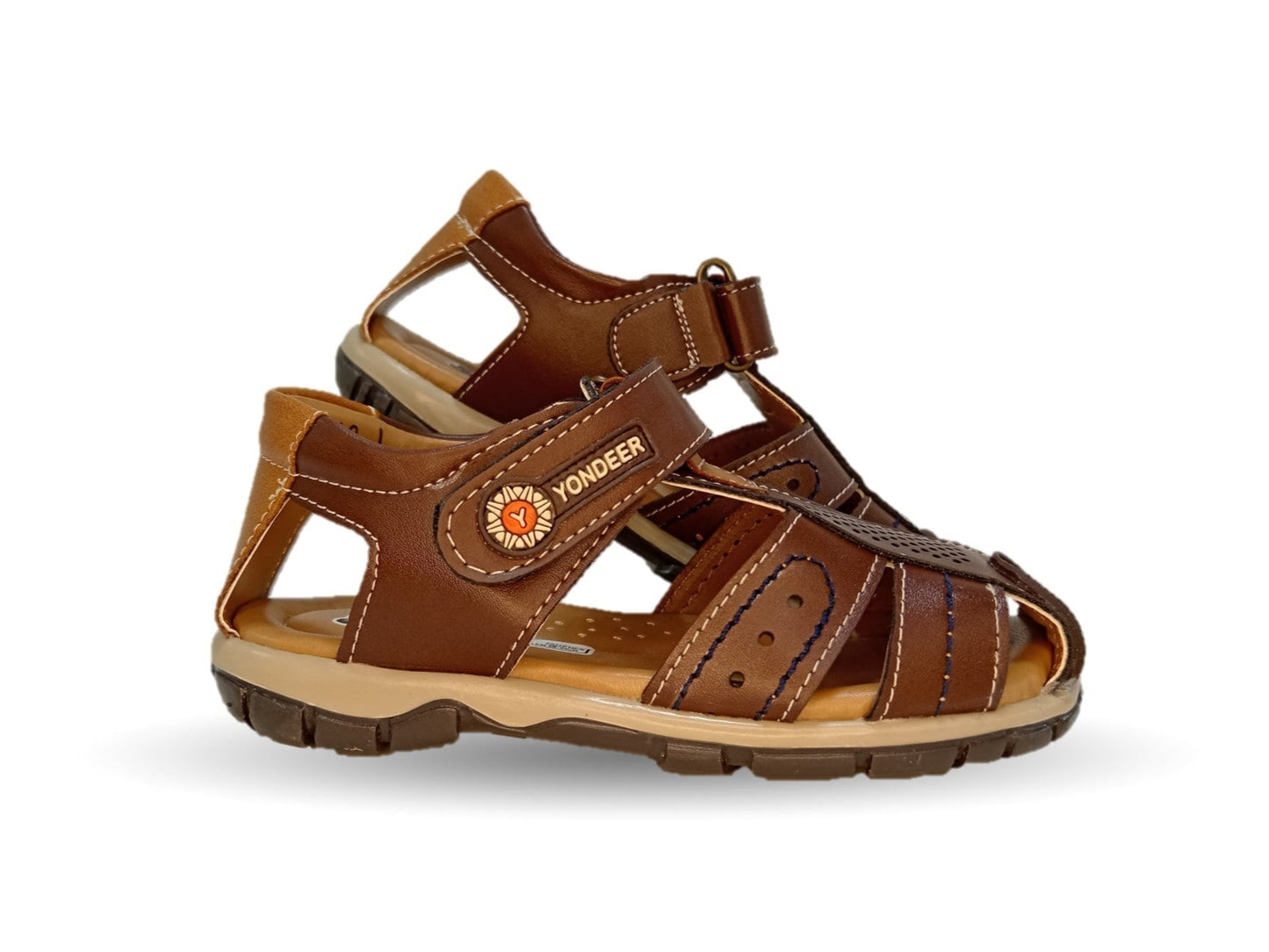 Sandalia con contactel Yondeer 9162 Camel para niño