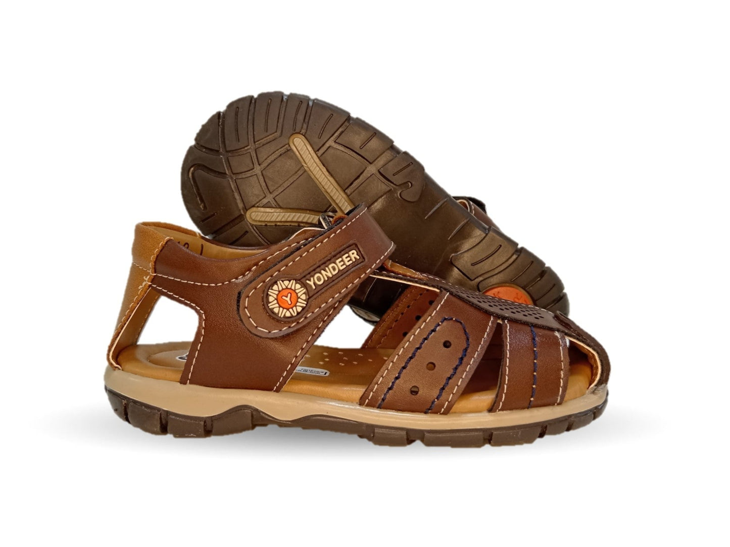 Sandalia con contactel Yondeer 9162 Camel para niño