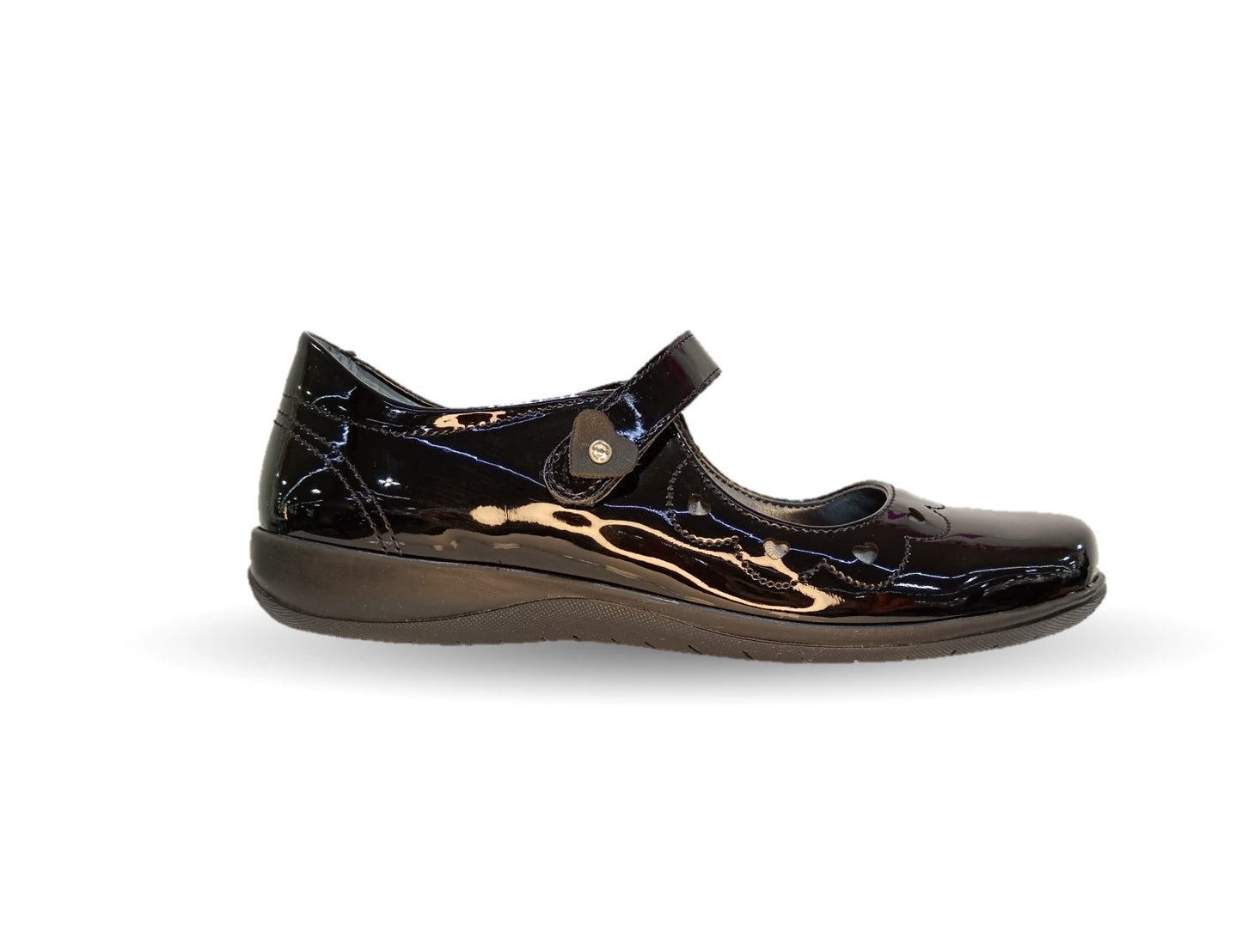 Zapato Escolar y Casual de piel con contactel Yondeer 9204 Charol Negro para niña