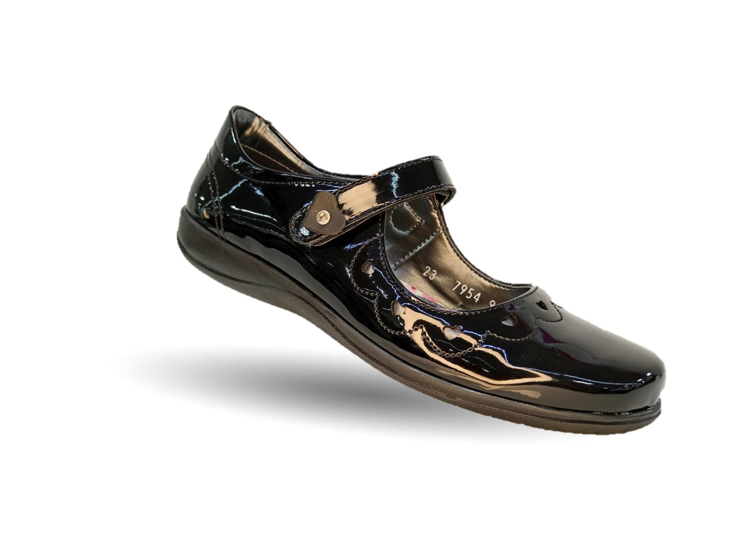 Zapato Escolar y Casual de piel con contactel Yondeer 9204 Charol Negro para niña