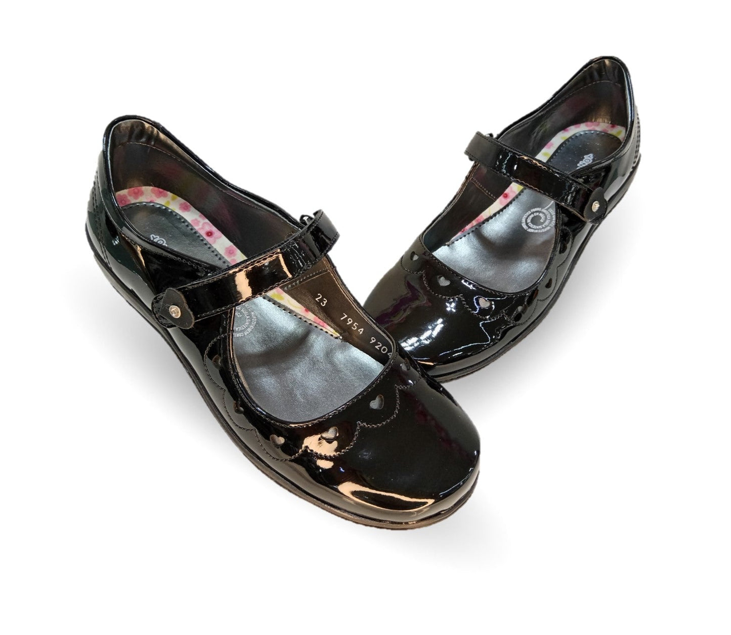 Zapato Escolar y Casual de piel con contactel Yondeer 9204 Charol Negro para niña