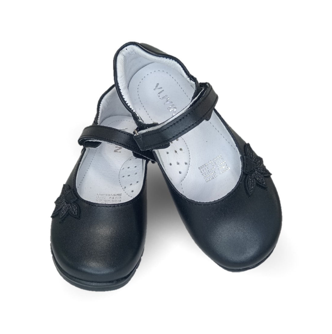 Zapato Escolar y Casual de piel con contactel Yuyin 20241 Negro para niña