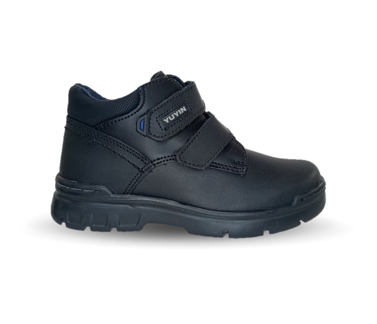 Zapato tipo Bota Escolar y Casual de piel con contactel  Yuyin 23300 Negro para niño