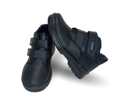 Zapato tipo Bota Escolar y Casual de piel con contactel  Yuyin 23300 Negro para niño