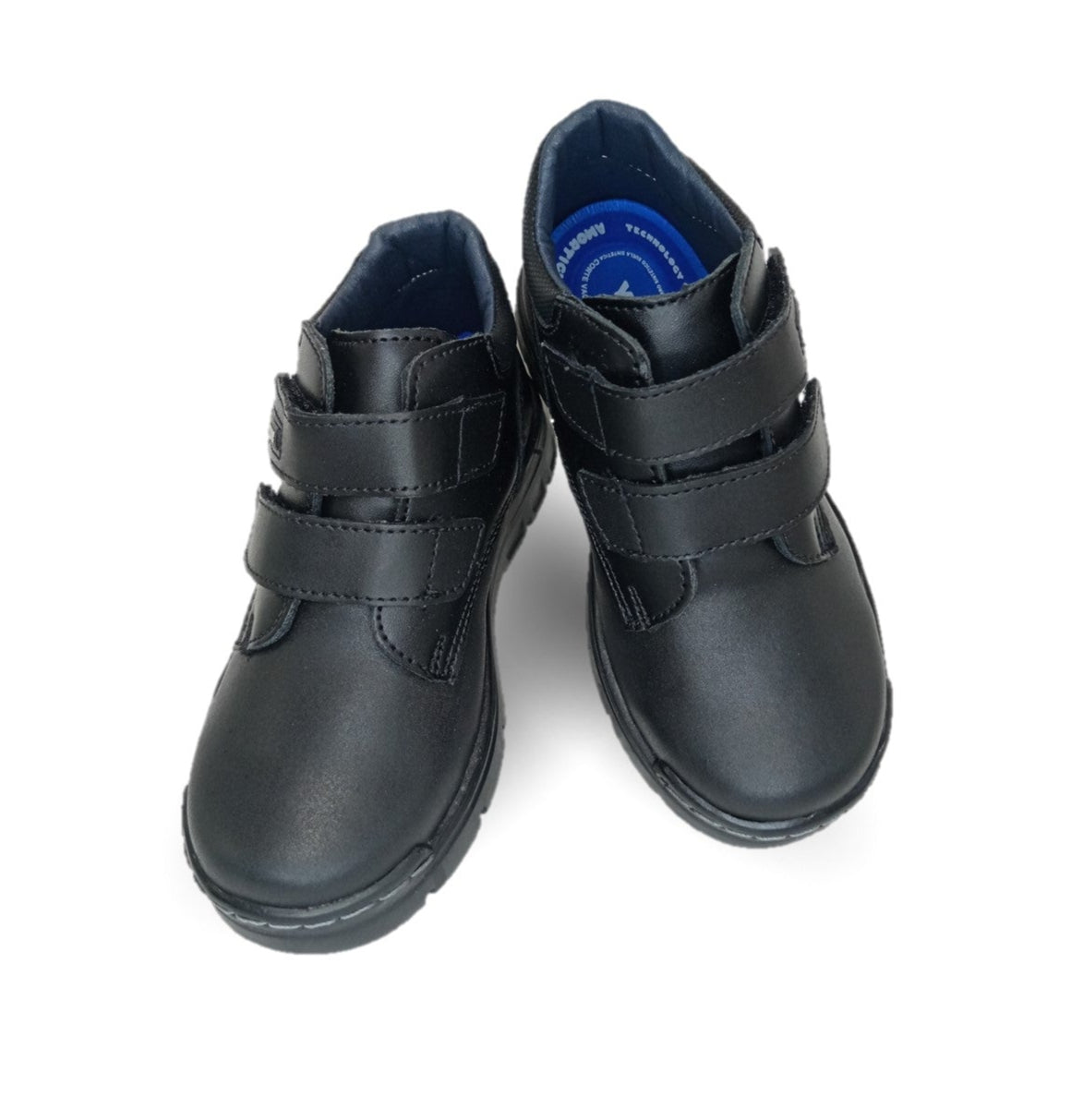 Zapato tipo Bota Escolar y Casual de piel con contactel  Yuyin 23300 Negro para niño
