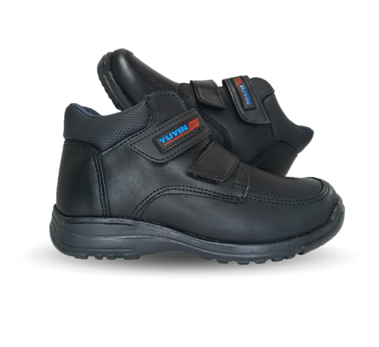 Zapato tipo Bota Escolar y Casual de piel con contactel Yuyin 29150 Negro para niño