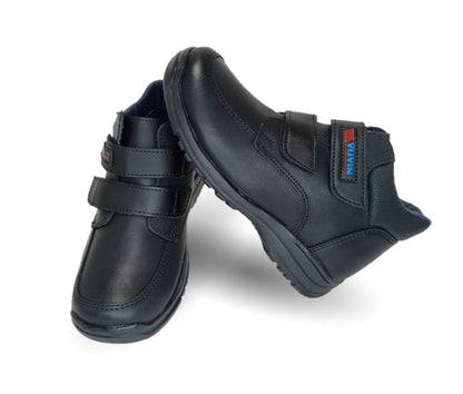 Zapato tipo Bota Escolar y Casual de piel con contactel Yuyin 29150 Negro para niño