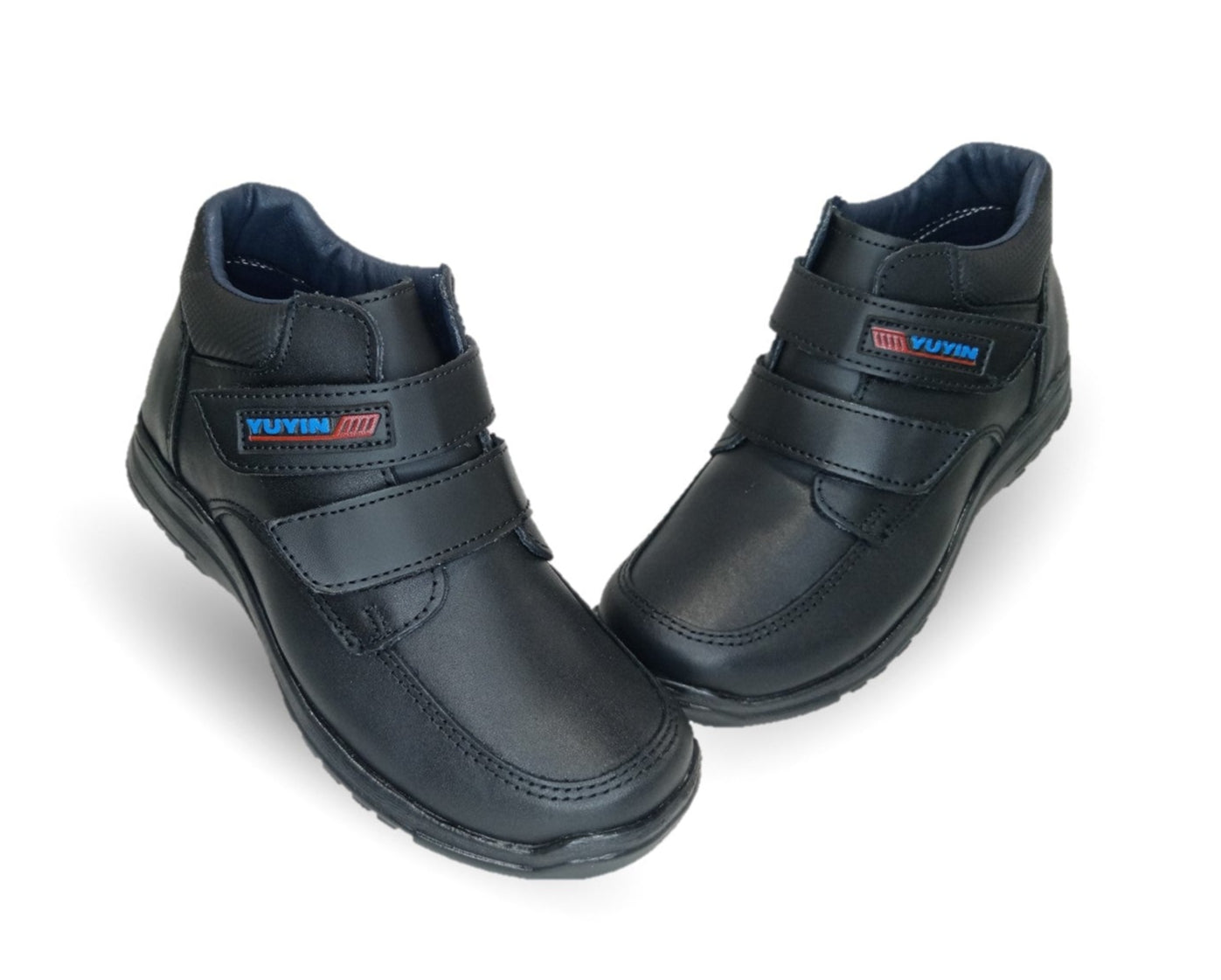 Zapato tipo Bota Escolar y Casual de piel con contactel Yuyin 29150 Negro para niño