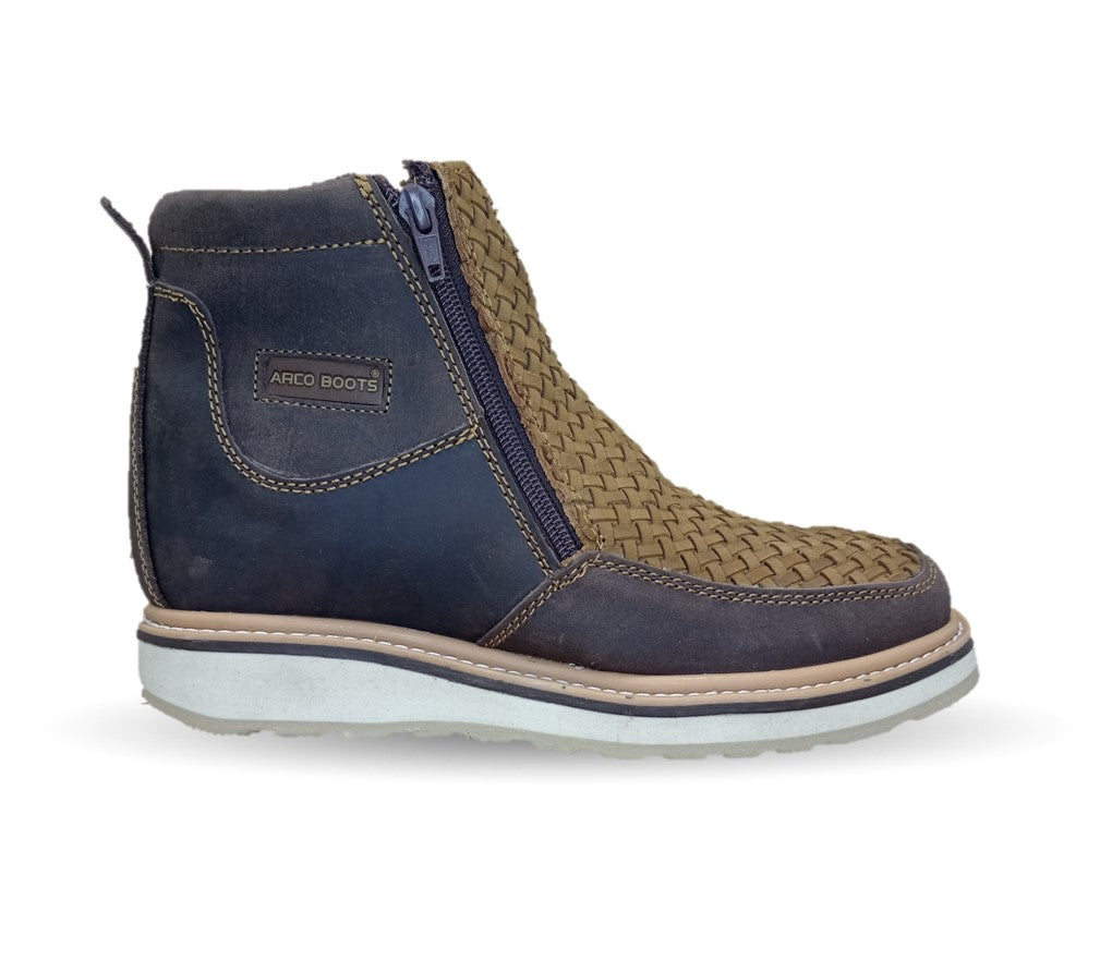 Bota de piel con doble cierre Agavero 75821 Tan para hombre