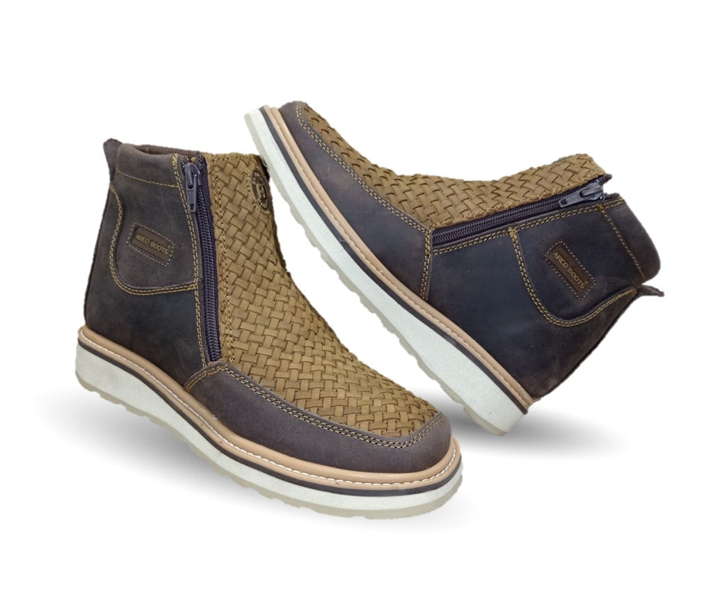 Bota de piel con doble cierre Agavero 75821 Tan para hombre