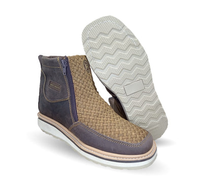 Bota de piel con doble cierre Agavero 75821 Tan para hombre