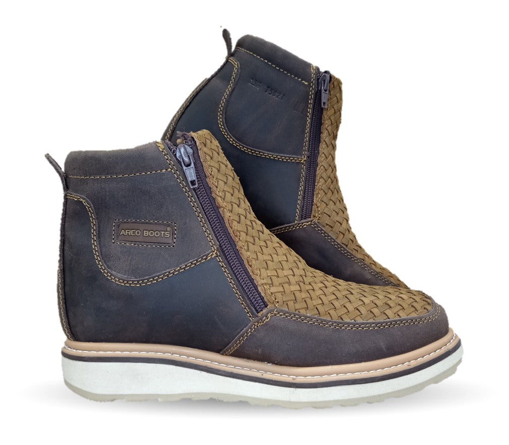 Bota de piel con doble cierre Agavero 75821 Tan para hombre
