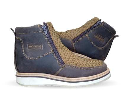 Bota de piel con doble cierre Agavero 75821 Tan para hombre