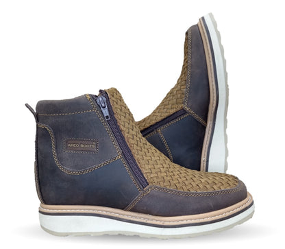 Bota de piel con doble cierre Agavero 75821 Tan para hombre