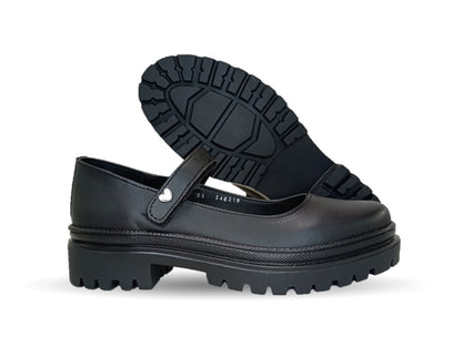 Zapato Escolar de piel con contactel Blasito 210 Negro para niña