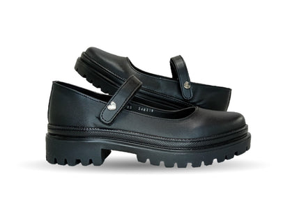 Zapato Escolar de piel con contactel Blasito 210 Negro para niña