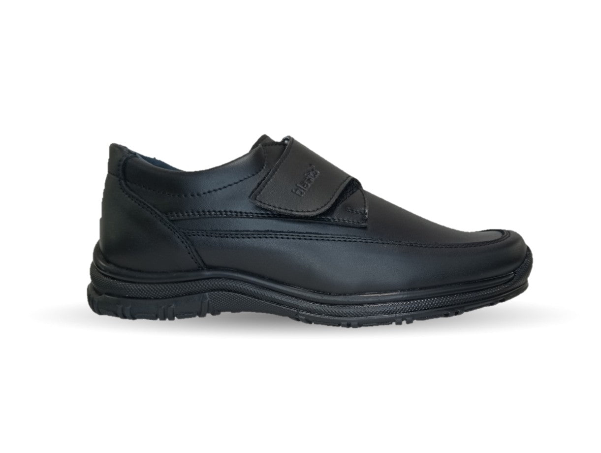 Zapato Escolar de piel con contactel Blasito 245 Negro para niño