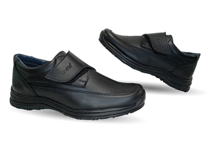 Zapato Escolar de piel con contactel Blasito 245 Negro para niño
