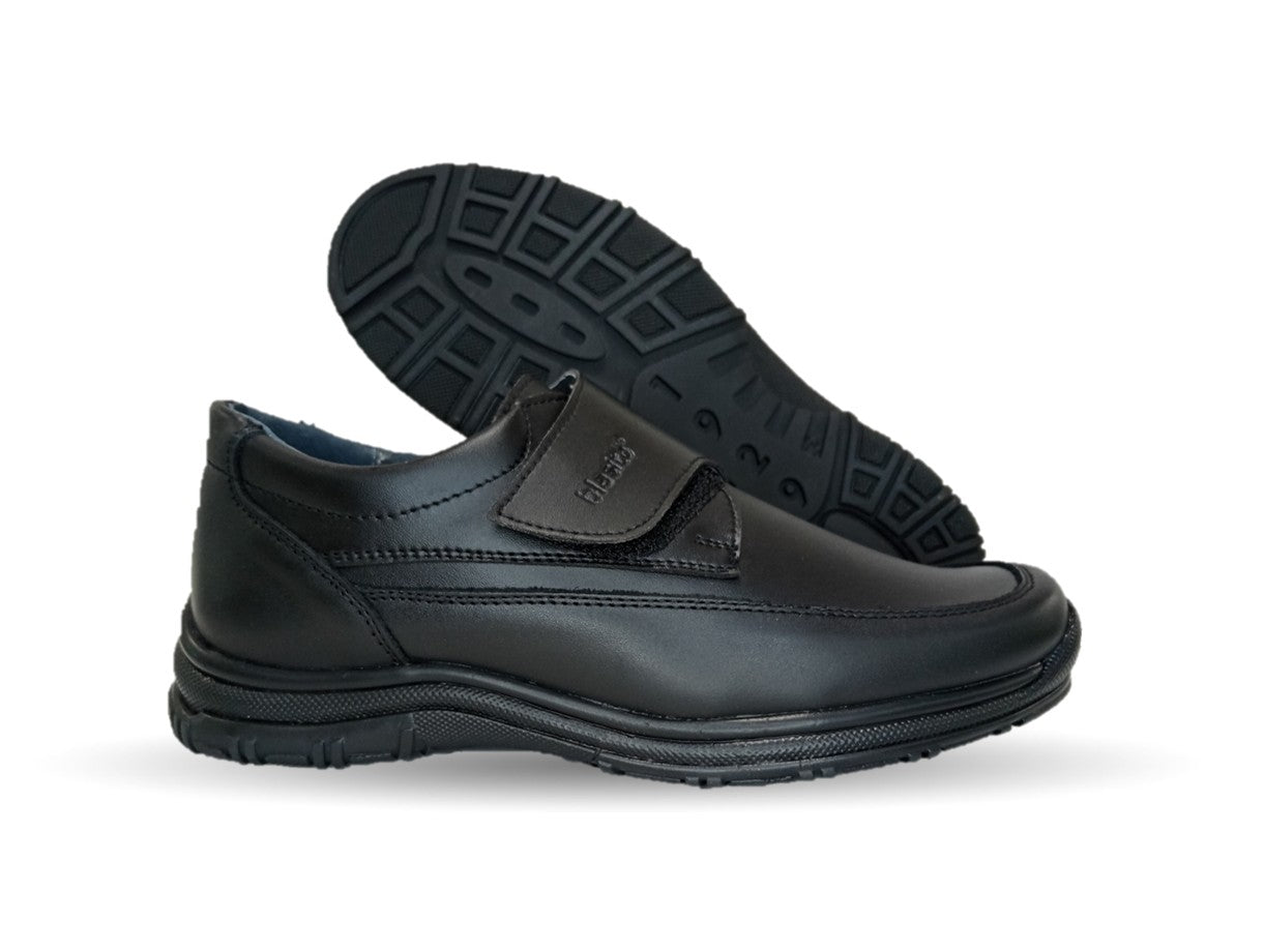 Zapato Escolar de piel con contactel Blasito 245 Negro para niño