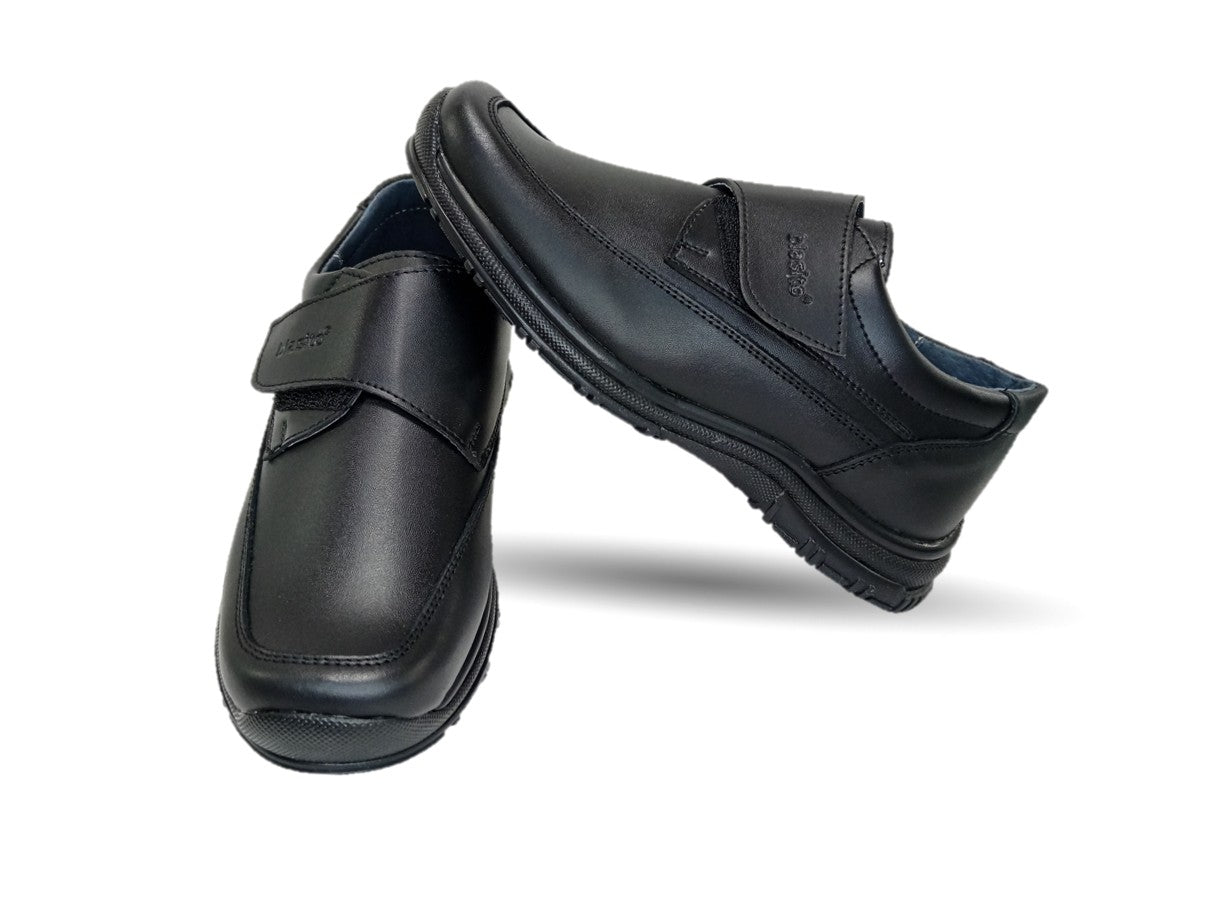 Zapato Escolar de piel con contactel Blasito 245 Negro para niño
