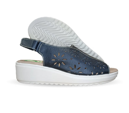 Sandalia de Confort de piel de ternera con Shock Point Capricho 70051 Negro para mujer