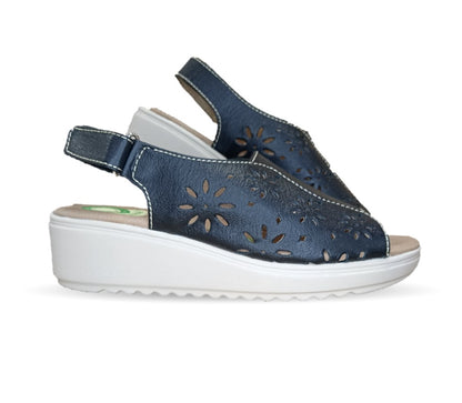 Sandalia de Confort de piel de ternera con Shock Point Capricho 70051 Negro para mujer