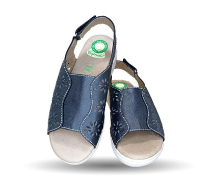 Sandalia de Confort de piel de ternera con Shock Point Capricho 70051 Negro para mujer