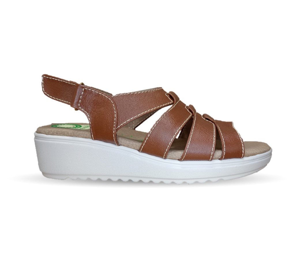 Sandalia de Confort de piel de ternera con Shock Point Capricho 70052 Brandy para mujer