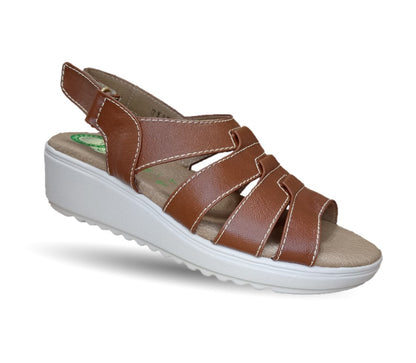 Sandalia de Confort de piel de ternera con Shock Point Capricho 70052 Brandy para mujer