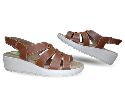 Sandalia de Confort de piel de ternera con Shock Point Capricho 70052 Brandy para mujer