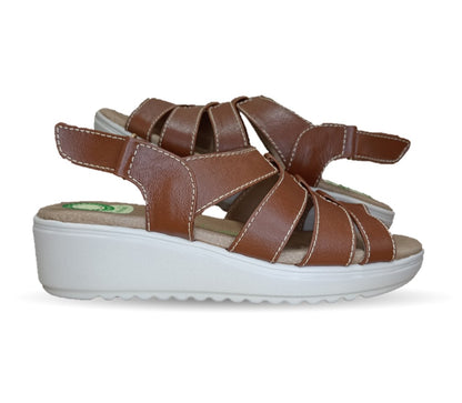 Sandalia de Confort de piel de ternera con Shock Point Capricho 70052 Brandy para mujer