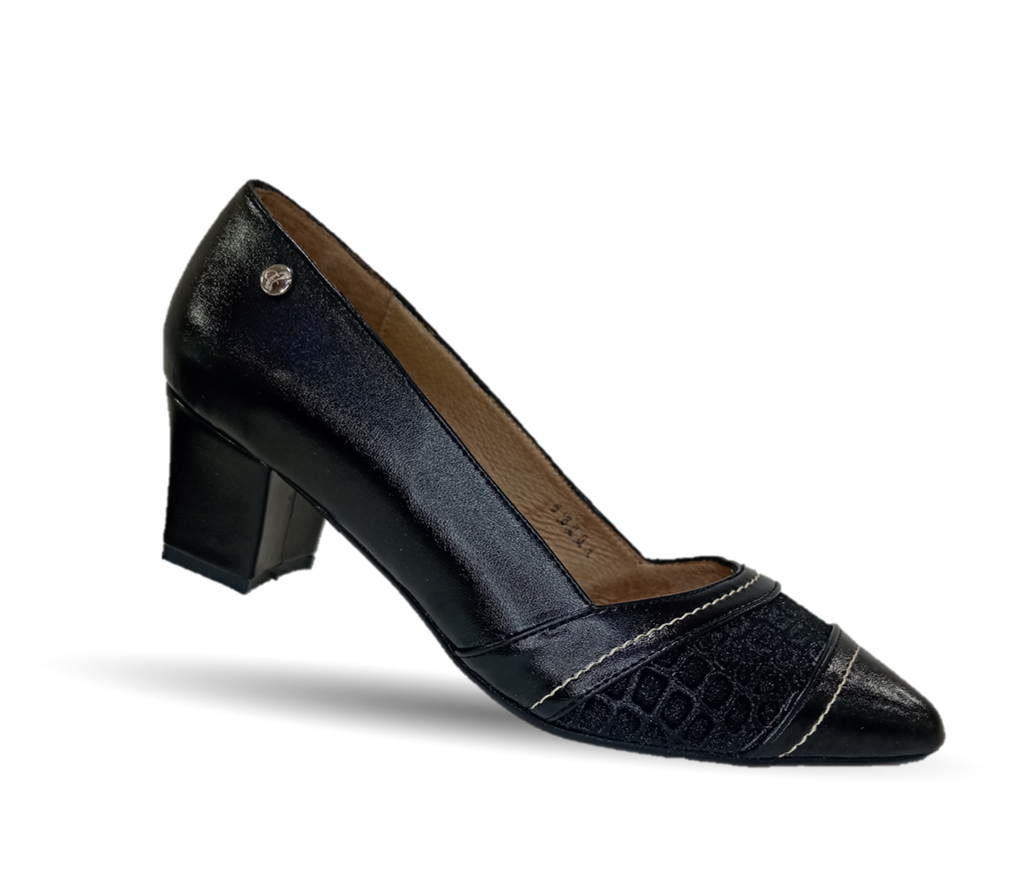 Zapatilla de Confort y Vestir de piel de ternera con Shock Point Capricho 88004 Negro para mujer
