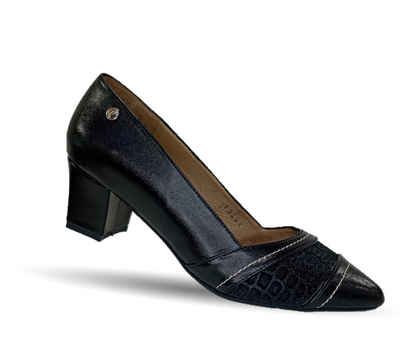 Zapatilla de Confort y Vestir de piel de ternera con Shock Point Capricho 88004 Negro para mujer