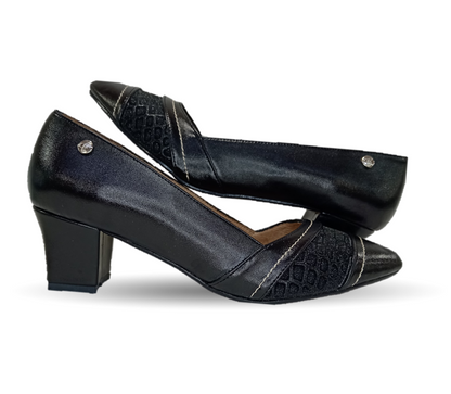 Zapatilla de Confort y Vestir de piel de ternera con Shock Point Capricho 88004 Negro para mujer