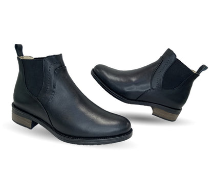 Botín Casual Chelsea de piel de ternera Lady Christian 301 Negro para mujer