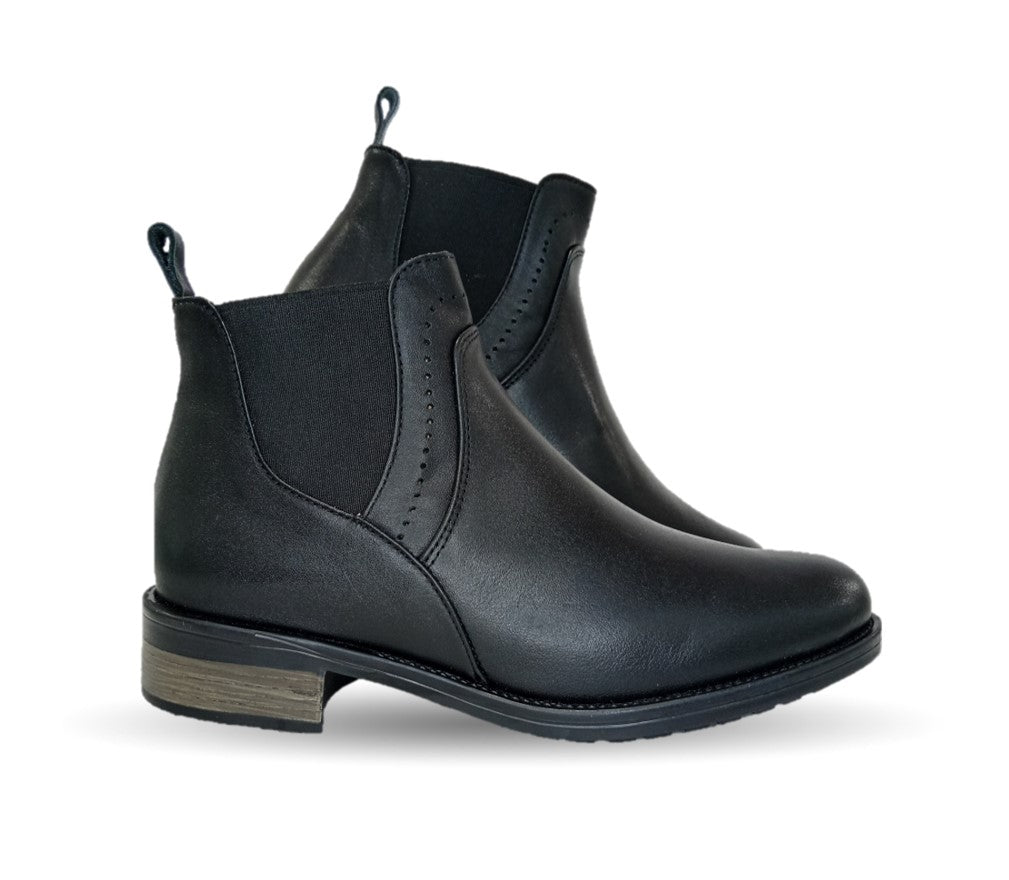 Botín Casual Chelsea de piel de ternera Lady Christian 301 Negro para mujer