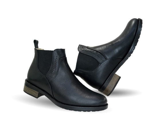 Botín Casual Chelsea de piel de ternera Lady Christian 301 Negro para mujer