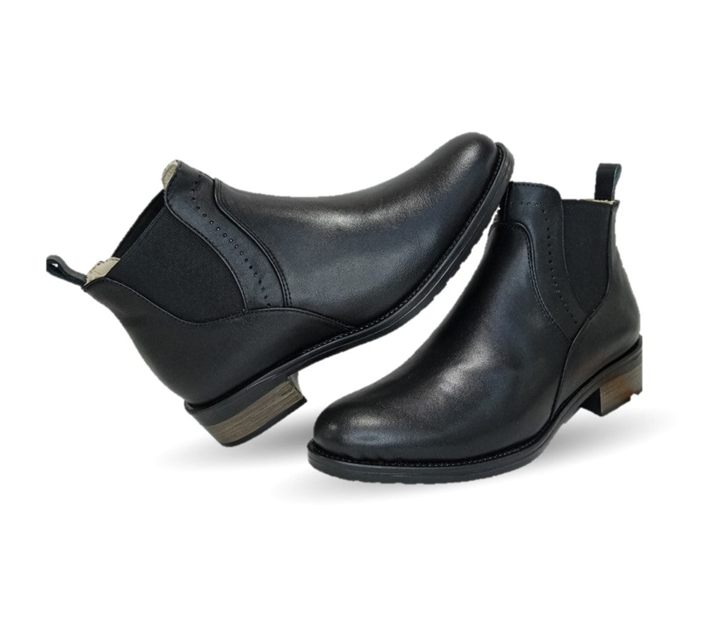 Botín Casual Chelsea de piel de ternera Lady Christian 301 Negro para mujer
