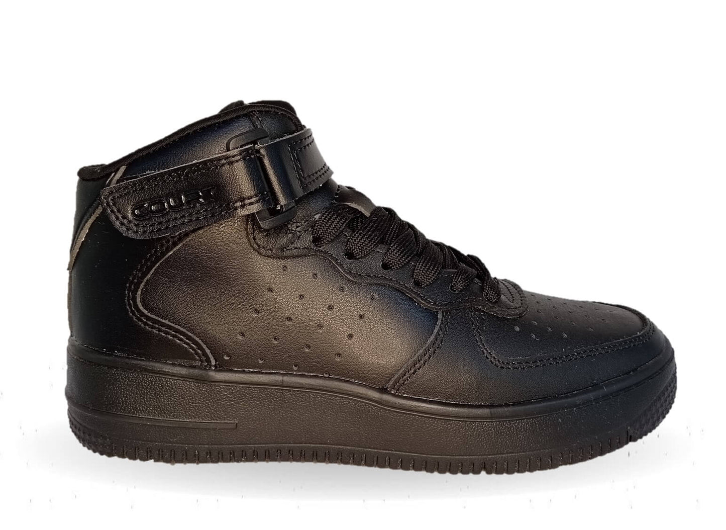 Tenis Urbano tipo Bota de piel Court 2993 Negro/Negro Unisex para hombre y mujer