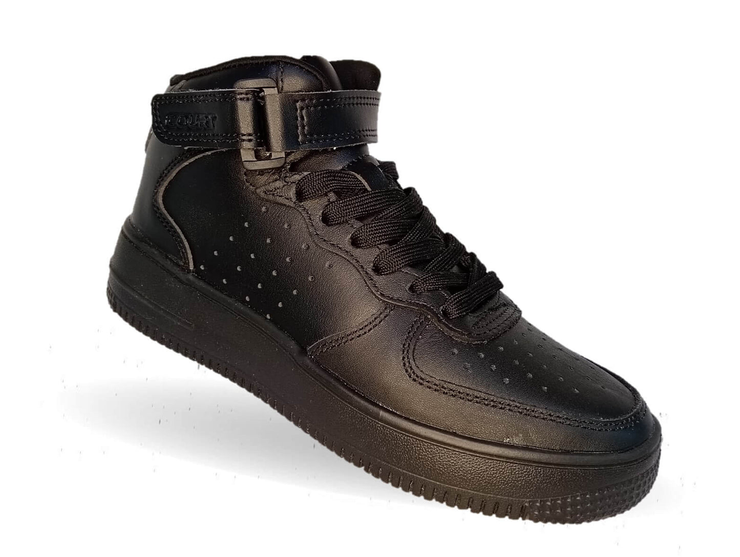 Tenis Urbano tipo Bota de piel Court 2993 Negro/Negro Unisex para hombre y mujer